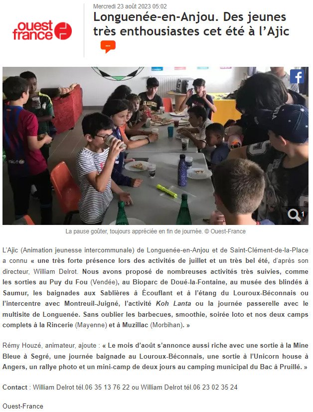 Ouest france AJIC Eté 2023